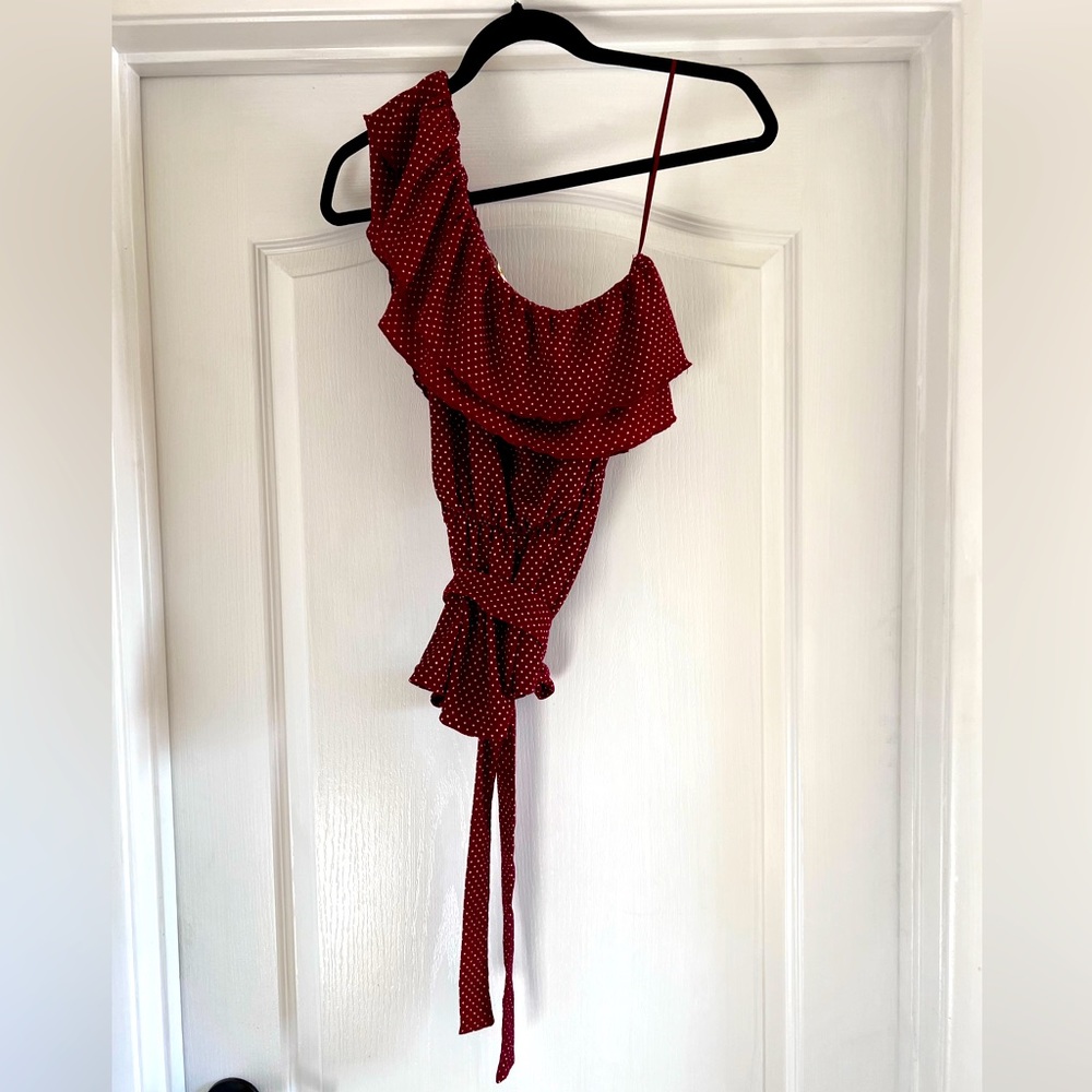 Maeve Burgundy Rita Ruffled Blouse - Picture 4 of 6